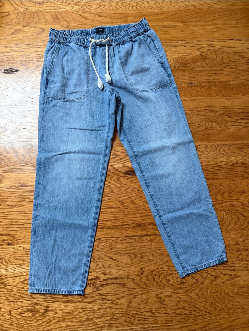 J Crew pull on denim drawstring pant
